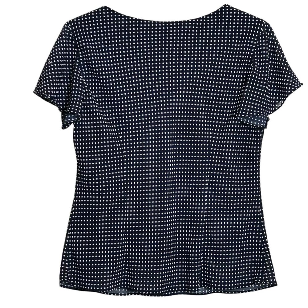 Just In Thyme LTD Women's Blouse Navy Blue and White Polka Dot size 14 - Picture 4 of 12